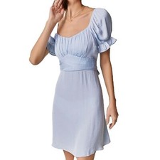 Mi Ami For Francesca’s Madilyn Tie Back Satin Mini Dress Light Blue Size XL