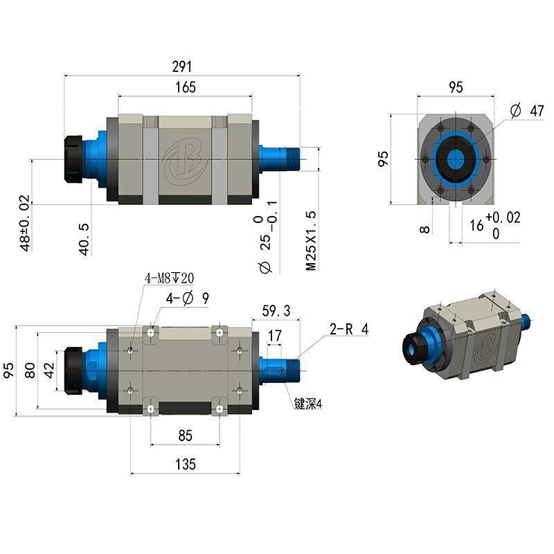 ER32 Milling Machinehead Grinding Boring Cutting Head Milling Machine