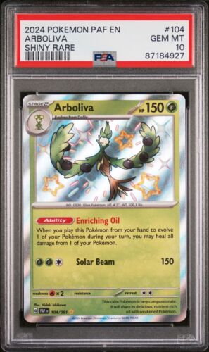 PSA 10 GEM MINT Arboliva PALDEAN FATES 104 SHINY HOLO RARE Pokemon Card - Picture 1 of 2