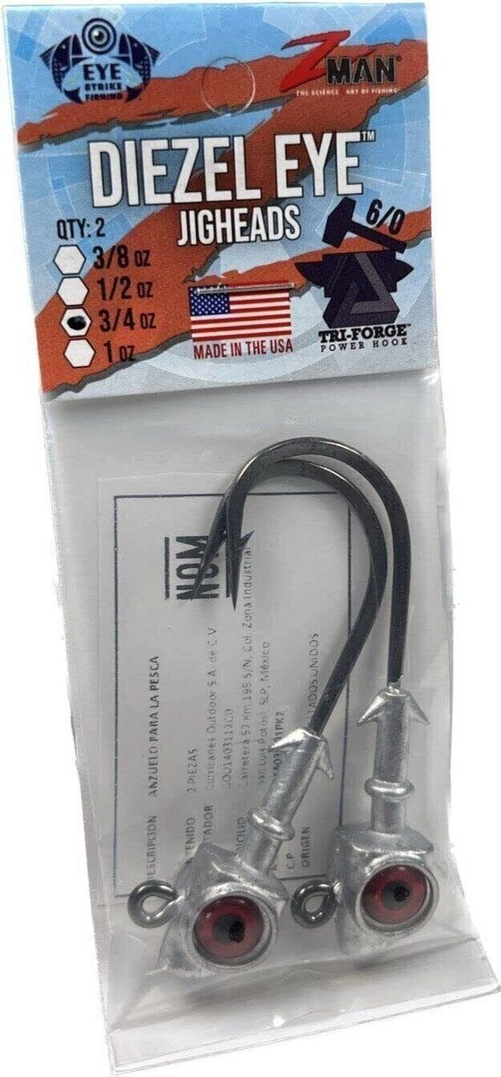 Z-Man DE802-03PK2 Diezel Eye Jigheads 8/0 2 Oz Chartreuse 2 Pack