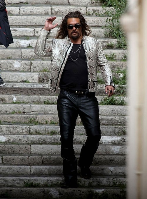 Handmade Men's Fashionable Rich Style Python Leather Jacket Coat and Pants