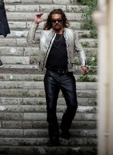 Handmade Men's Fashionable Rich Style Python Leather Jacket Coat and Pants