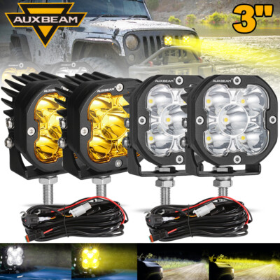 AUXBEAM 4x 3'' 135W LED Work Lights Offroad Driving Fog ATV UTV 4WD SUV Pickup US