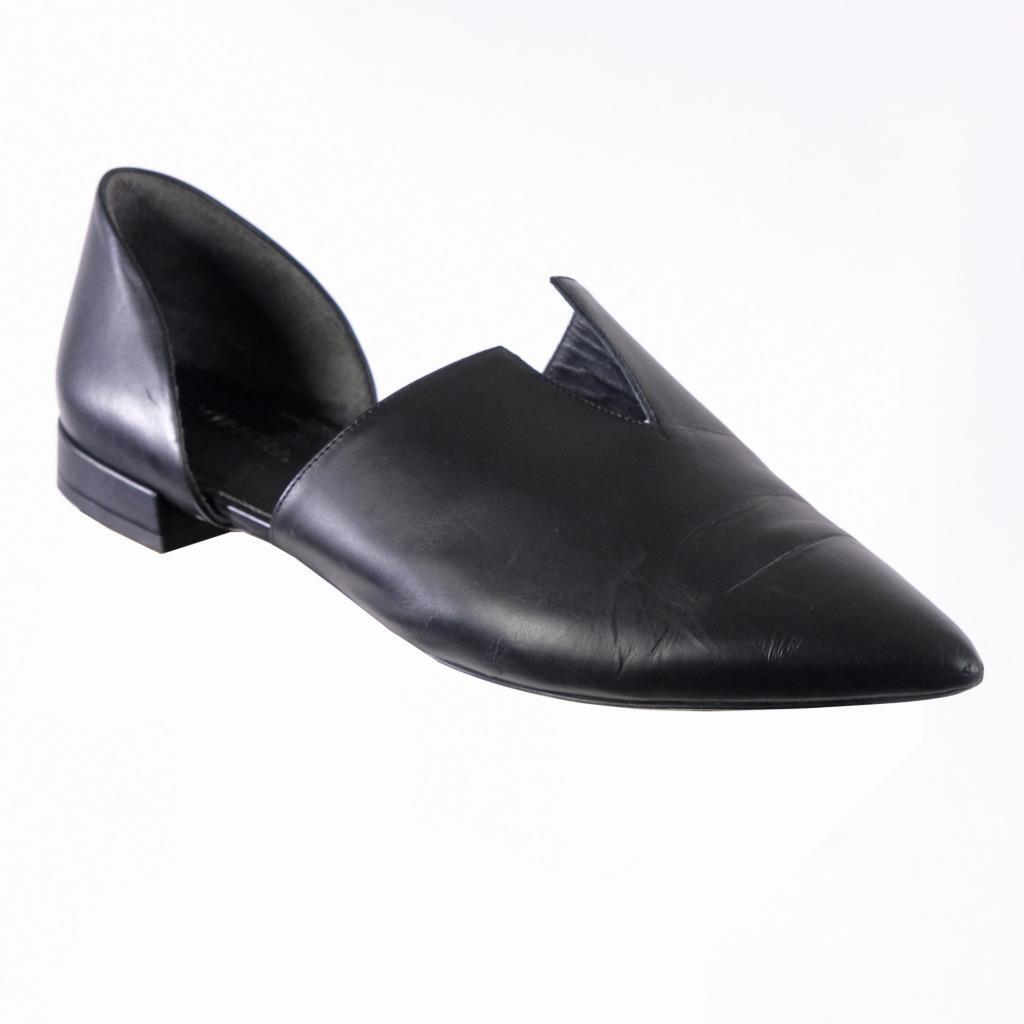 VINCE Flats D'Orsay Pointed Toe Sz. 7 M Black Leather ITALY Pointy