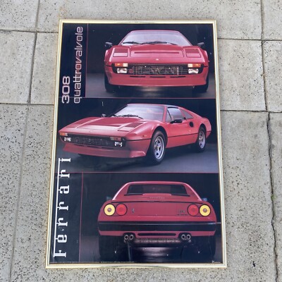 Vintage 1985 Verkerke Ferrari 308 Quattrovalvole Framed Poster 37