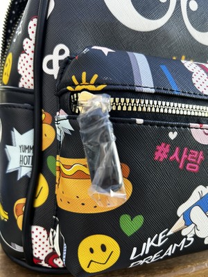 Like Dreams Emoji Graffiti Backpack Like Dreams Love Backpack (Black) Great for Valentines Day  main image 4