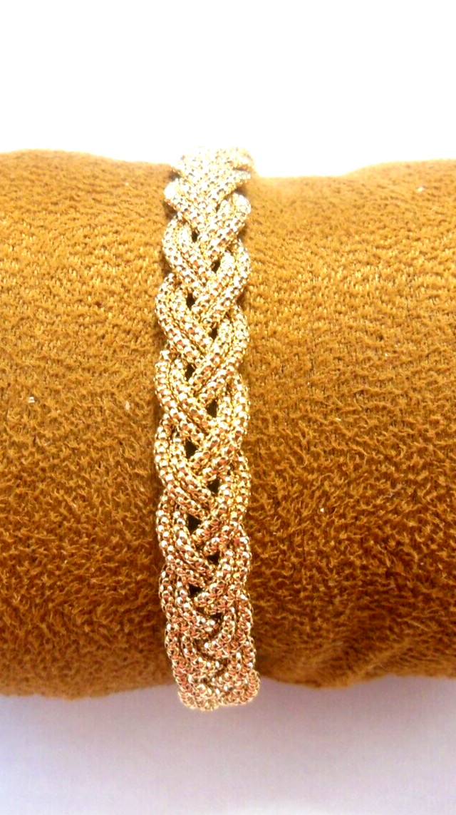 Solid 18K Solid Yellow Gold Woven Multi Strand De… - image 8
