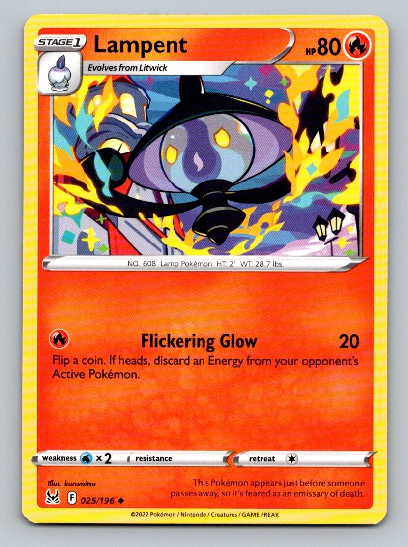 2022 Pokemon Card Lost Origin Lampent 25/196
