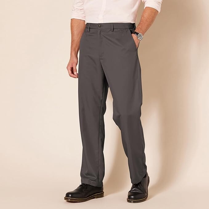 Amazon Essentials Men's Expandable Waist Classic-Fit Pants, Dark Grey, 34Wx28L image 5