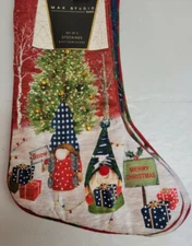 Max Studio Gnome Embellished 2pk Set Stockings Christmas Holiday 17”