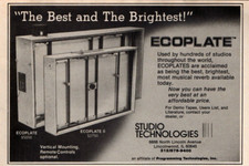 vtg 80s ECOPLATE PLATE REVERB UNIT MAGAZINE PRINT AD CLIPPING Recording Studio