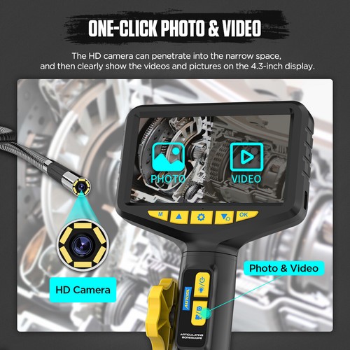 Car Industrial Endoscope Inspection Camera 5.5mm 1080HD 4.3" LCD Borescope IP67 - Picture 4 of 18