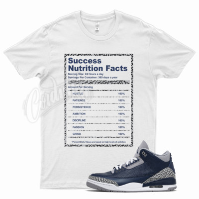 White '' SUCCESS '' T Shirt for J1 3 Georgetown Midnight Navy Cement Grey