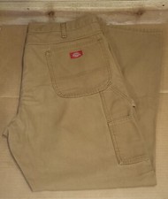 Dickies Men  s 38x32 Heavy Duty Brown Canvas Carpenters Pants Hammer Construction
