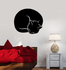 Wall Decal Sleeping Cat Kitten Pet Animal Vinyl Sticker ed1485 