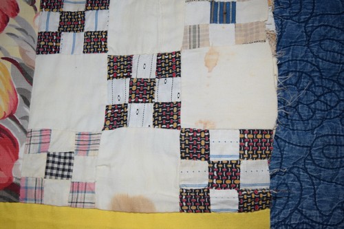 3839 Antik 20er Jahre Double 9 Patch Quilt Top, fabelhafte Stoffsammlung - Bild 10 von 12