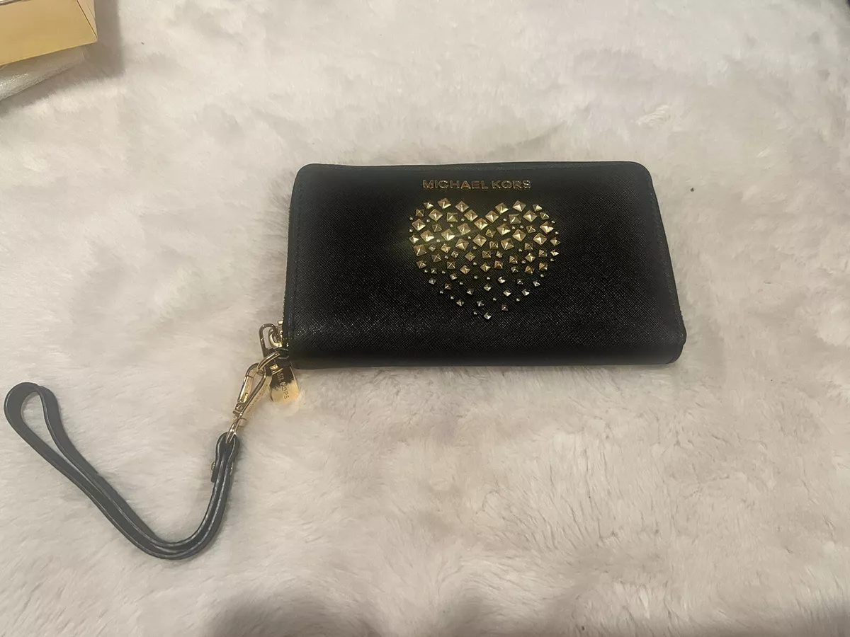 Michael kors best sale black studded wallet