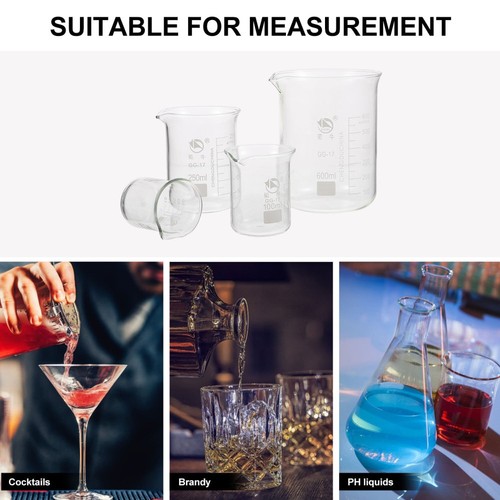 4 Pcs Beaker Experimental Equipment Measuring Cups offres Liquid Beakers with Scale