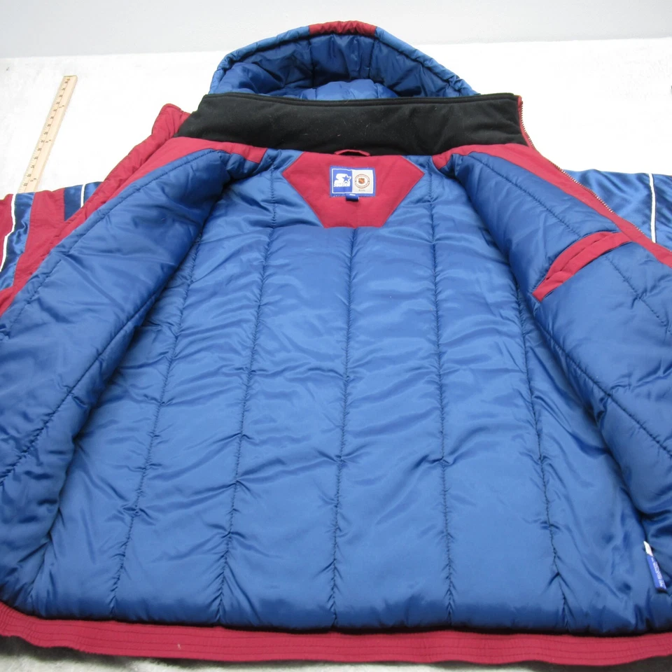 Jaqueta Masculina Vintage Starter Colorado Avalanche Puff XL Vermelha Isolada com Capuz Zíper - Imagem 3 de 4