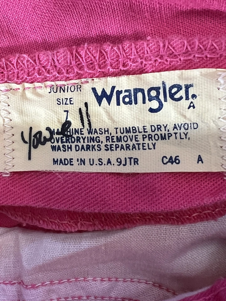Pantalones Wrangler Vintage Mujer Junior 7 Rosa Carpintero Ropa de Trabajo Hecho en EE. UU. Años 90 Foto 3 de 4