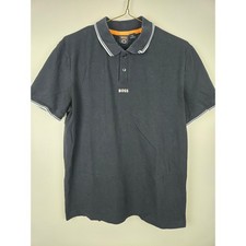 Hugo Boss Mens Black Short Sleeve Tipped Polo Shirt XL PChup 50468843