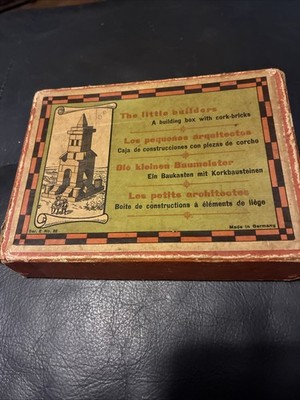 Vintage Rare The Little Builders a Building Box with Cork Bricks