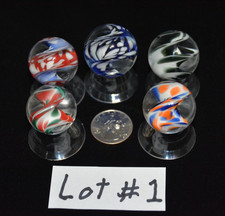 5 Contemporary art glass handmade borosilicate twist marbles 1.07-1.20 inches