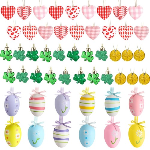 Jutom 108 Pcs St. Patrick's Day Shamrock Easter Egg Tree Decorations Heart Ha...