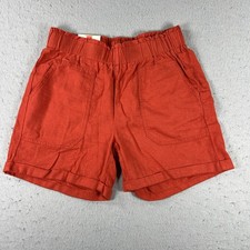 BRIGGS Women's Shorts Size Small Orange Linen Pull On NWT