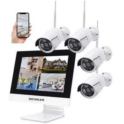 Wireless Security Camera System with 10.1'' Monitor, 4PCS 3MP/2K HD Cameras | ...