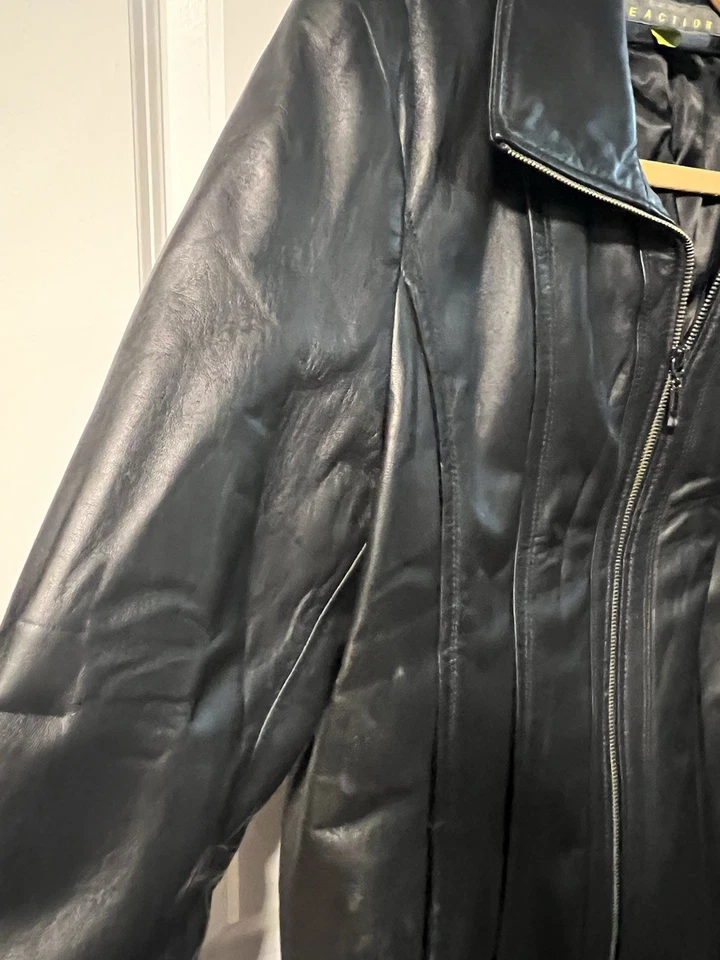 Kenneth Cole Reaction XL Black Leather Jacket Excellent See Photos - Image 3 of 4