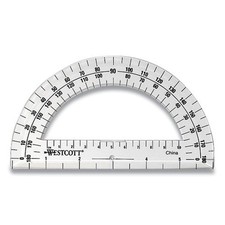 Westcott 180 Degree Protractor, Plastic, 6" Ruler Edge/180 Degree, Clear