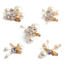 Small Pearl Alligator Hair Clips - Sparkly Rhinestone Butterfly Hair Accessor...