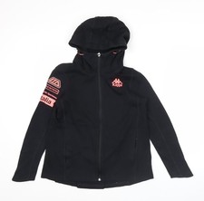 Womens UK 12 Regular Kappa Black Full Zip Hoodie