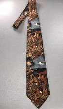 VTG 80's Woodward USA Made Silk Exotic Tropical Island Beach Tucan Birds Tie