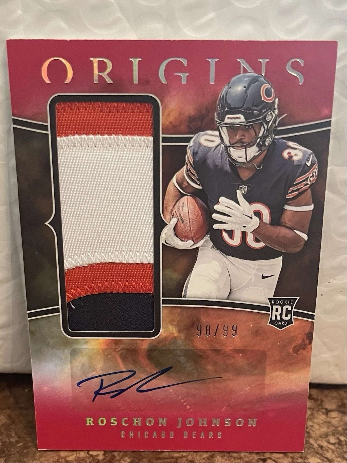 Roschon Johnson Panini Origins Rookie Jumbo Jersey Autographs #RJJARJ Red