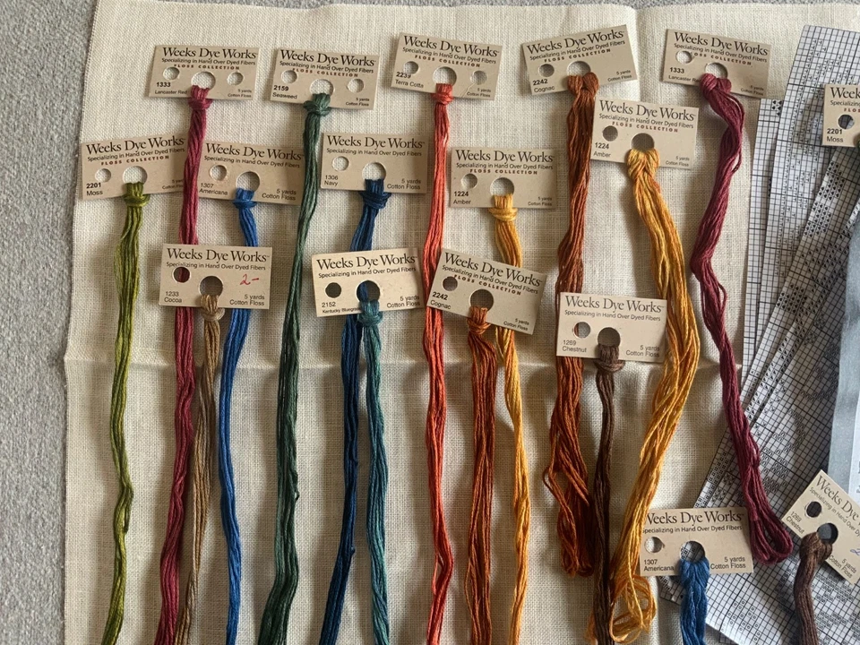 LOT Of 22 WEEKS DYE WORKS Hand Over Dyed Fibers Floss and Linen - Image 2 of 4