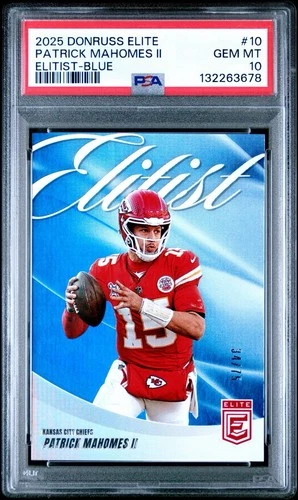 2025 Panini Donruss Elite Patrick Mahomes II Elitist Blue /75 - PSA 10!!!