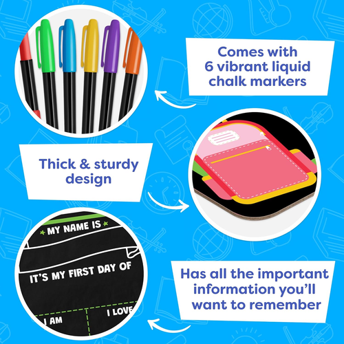 First Day of School Sign Board with Liquid Chalk Markers - 14”X11” Double-Sided - Bild 7 von 12