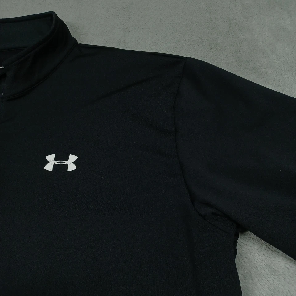 Suéter Under Armour Para Hombres XL Negro 1/4 Cremallera Pullover Informal Ropa Activa Foto 3 de 4