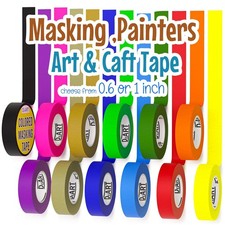 Colored Masking Tape Painters Tape 12 or 8 Pack 1 inch or 0.6 Inches for Arts 