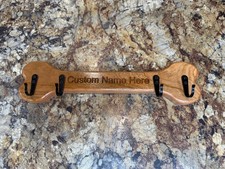 Custom Cherry Pet Leash Hanger Personalized 4-Hook Solid Wood Leash Holder Pet
