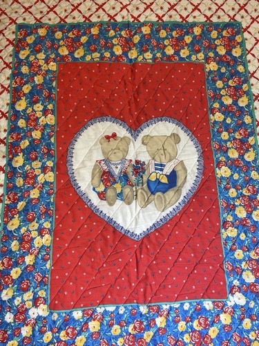 Vintage 70s 60s Cats Playing Mushrooms Baby Blanket Storybook Kitschy Nursery - Picture 12 of 13