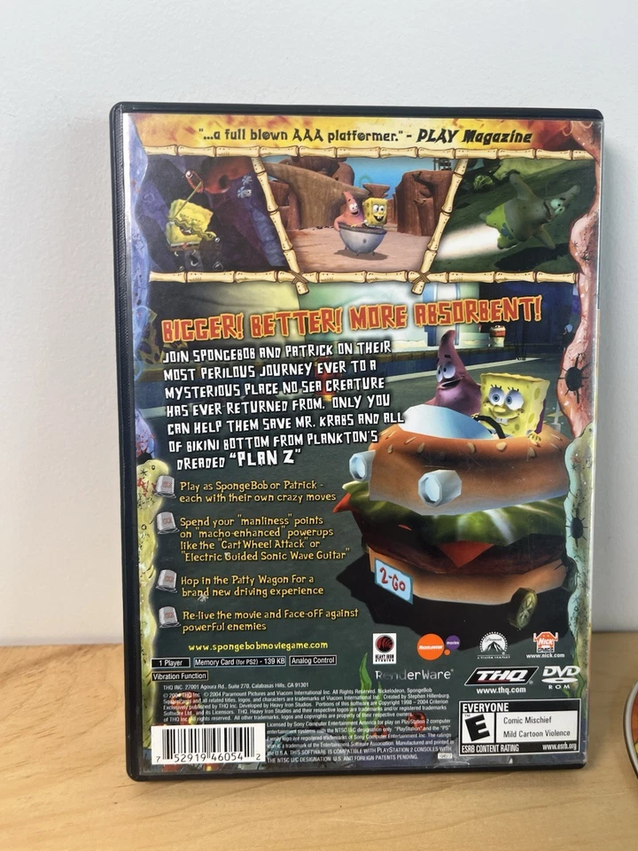 Spongebob Squarepants The Movie PS2 PlayStation 2 No Manual - Bild 4 von 4