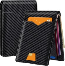 Billetera Hombre Carteras De Cuero Men Minimalista Delgadas Bloqueo Para