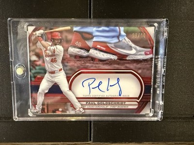 PAUL GOLDSCHMIDT 2025 TOPPS TRIBUTE #TTC-PG TRIBUTE TO CLEATS AUTO /10 RED