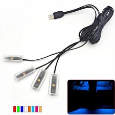 LED Car Interior Ambient Foot Strip Light Kit USB Backlight Auto Decorative