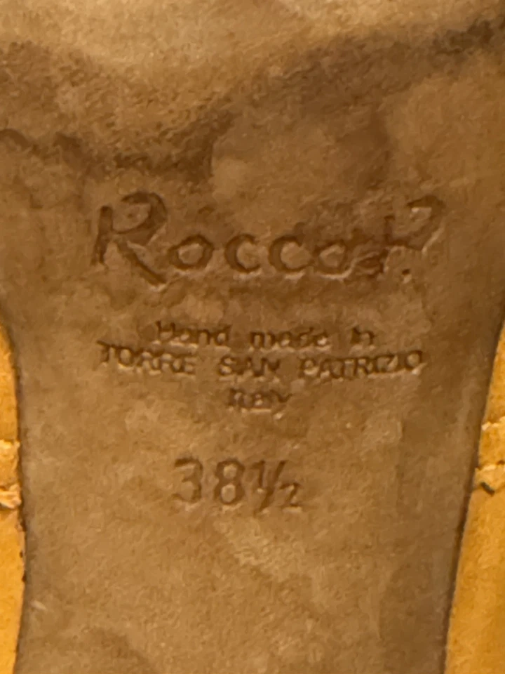 ROCCO P Leather Chunky Heel Brogue Boots Sz 38.5 EUR/8 US Made In Italy Vintage - Image 4 of 4