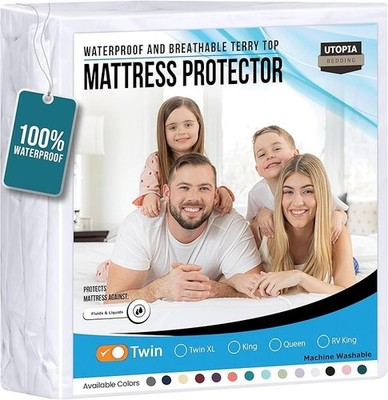 Utopia Bedding Waterproof Mattress Protector Twin Size, Premium Terry Mattress..