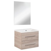 Fackelmann BadmöBel Set B.Clever 2-Tlg. 60 Cm Esche Inkl. Badspiegel